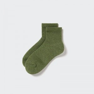 Women Uniqlo HEATTECH Pile Half Socks Green | 203815