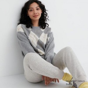 Women Uniqlo HEATTECH Pile Lined Sweat Pants Grey | 8708753