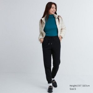 Women Uniqlo HEATTECH Pile Lined Sweat Pants Black | 8662461