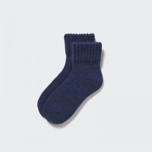 Women Uniqlo HEATTECH Pile Socks Navy | 405268