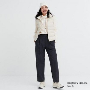 Women Uniqlo HEATTECH Pleated Tapered Pants Navy | 8654718