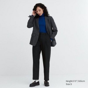 Women Uniqlo HEATTECH Pleated Tapered Pants Black | 9096895