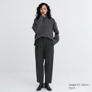 Women Uniqlo HEATTECH Pleated Tapered Pants Black | 8762571
