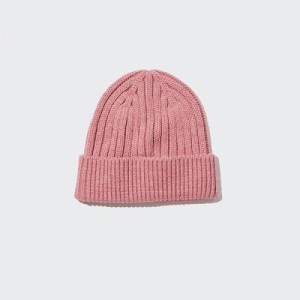 Women Uniqlo HEATTECH Ribbed Beanie Pink | 4779060