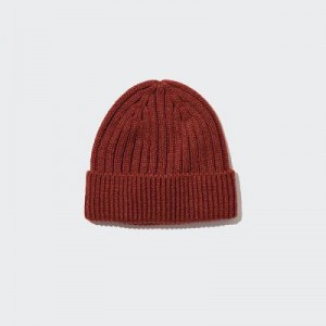 Women Uniqlo HEATTECH Ribbed Beanie Red | 2034518
