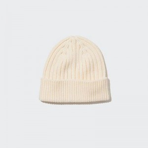 Women Uniqlo HEATTECH Ribbed Beanie White | 448056