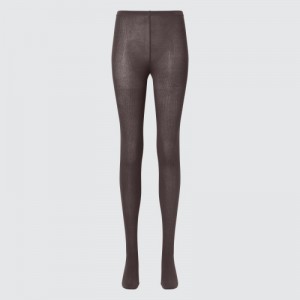 Women Uniqlo HEATTECH Ribbed Knitted Tight Brown | 7211183