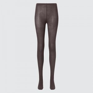 Women Uniqlo HEATTECH Ribbed Knitted Tight Brown | 2549484