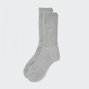 Women Uniqlo HEATTECH Ribbed Pile-Lined Socks Grey | 5067469