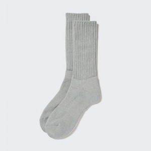 Women Uniqlo HEATTECH Ribbed Pile Socks Grey | 4782035