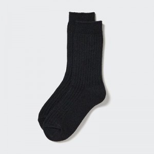 Women Uniqlo HEATTECH Ribbed Socks Black | 2477175