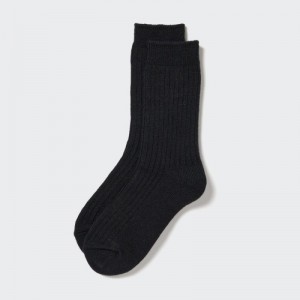 Women Uniqlo HEATTECH Ribbed Socks Black | 1263122