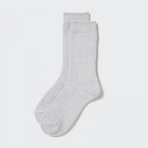 Women Uniqlo HEATTECH Ribbed Socks Grey | 7482231