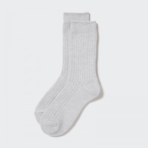 Women Uniqlo HEATTECH Ribbed Socks Grey | 4482764
