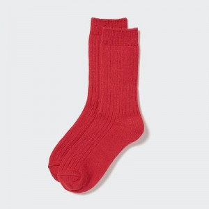 Women Uniqlo HEATTECH Ribbed Socks Red | 4804843