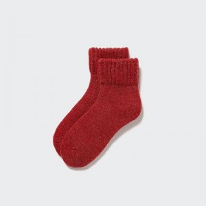 Women Uniqlo HEATTECH (Room Pile) Socks Red | 6338064