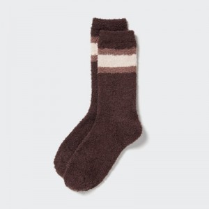 Women Uniqlo HEATTECH Soft Fluffy Socks Brown | 8519057