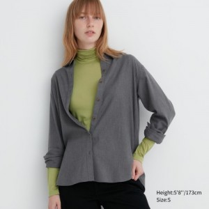Women Uniqlo HEATTECH Ultra Light Turtleneck Long-Sleeve T Shirts Green | 4174069