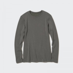 Women Uniqlo HEATTECH Ultra Warm Crew Neck Long-Sleeve T Shirts Grey | 1468591