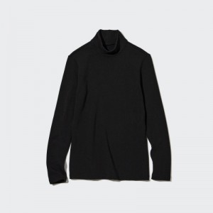 Women Uniqlo HEATTECH Ultra Warm High Neck T Shirts Black | 1713309