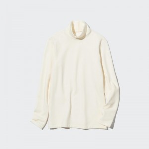 Women Uniqlo HEATTECH Ultra Warm High Neck T Shirts White | 445262