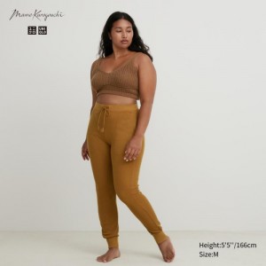 Women Uniqlo HEATTECH Wool Blend Waffle Lounge Pants Brown | 1489589