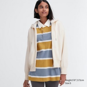 Women Uniqlo Heattech Pile Lined Sweat Full-zip Hoodie White | 450840
