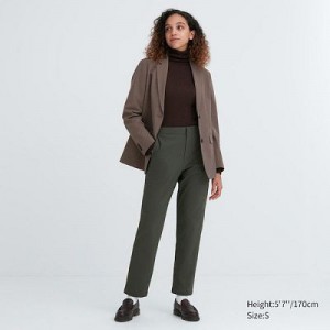 Women Uniqlo Heattech Warm Lined Pants Green | 7303934