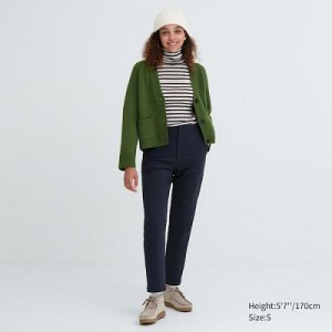 Women Uniqlo Heattech Warm Lined Pants Navy | 9281048