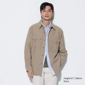 Women Uniqlo Jersey Shirts Beige | 3849927