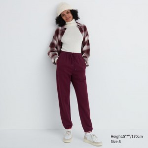 Women Uniqlo Jogger Pants Burgundy | 637996