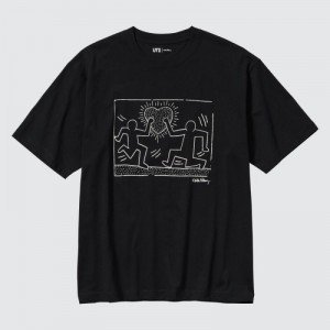 Women Uniqlo Keith Haring UT Short Sleeve T Shirts Black | 2086421