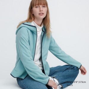 Women Uniqlo Light Fleece Full-Zip Hoodie Blue | 2067166