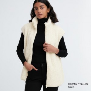Women Uniqlo Light Pile-Lined Fleece Vest White | 750356