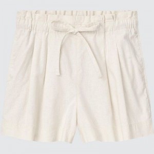 Women Uniqlo Linen-Cotton Shorts White | 1984745