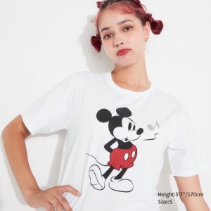 Women Uniqlo MAGIC FOR ALL FOREVER UT Short-Sleeve T Shirts White | 8083286