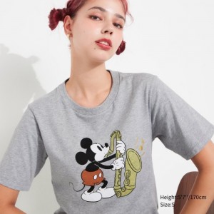Women Uniqlo MAGIC FOR ALL FOREVER UT Short-Sleeve T Shirts Grey | 7226423
