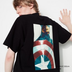Women Uniqlo Marvel Art Collection by Mondo UT Short Sleeve T Shirts Black | 8629410