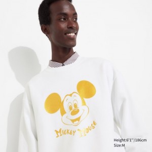 Women Uniqlo Mickey Shines Long-Sleeve Sweatshirts White | 4330802