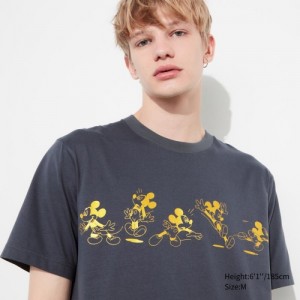 Women Uniqlo Mickey Shines UT Short-Sleeve T Shirts Grey | 5320986