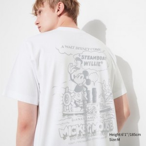 Women Uniqlo Mickey Shines UT Short-Sleeve T Shirts White | 1414174
