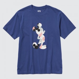 Women Uniqlo Mickey Stands UT Short Sleeve T Shirts Blue | 9054032