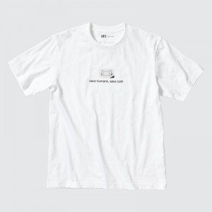 Women Uniqlo PEACE FOR ALL Short-Sleeve Graphic Haruki Murakami T Shirts White | 5072269