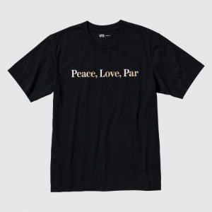 Women Uniqlo PEACE FOR ALL Short-Sleeve Graphic Adam Scott T Shirts Black | 8092705
