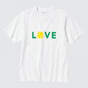 Women Uniqlo PEACE FOR ALL Short-Sleeve Graphic Roger Federer T Shirts White | 8537371