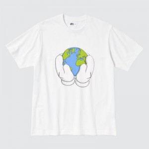 Women Uniqlo PEACE FOR ALL Short-Sleeve Graphic Kaws T Shirts White | 2467945