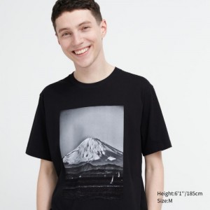 Women Uniqlo PEACE FOR ALL Short-Sleeve Graphic Daido Moriyama T Shirts Black | 204213