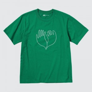 Women Uniqlo Peace For All Short-sleeve Graphic Christophe Lemaire T Shirts Green | 2761392