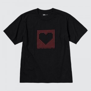 Women Uniqlo Peace For All Short-sleeve Graphic Rei Inamoto T Shirts Black | 6511387