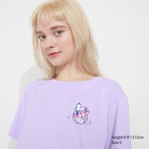 Women Uniqlo Peanuts Hawaii UT Short-Sleeve T Shirts Purple | 1624509
